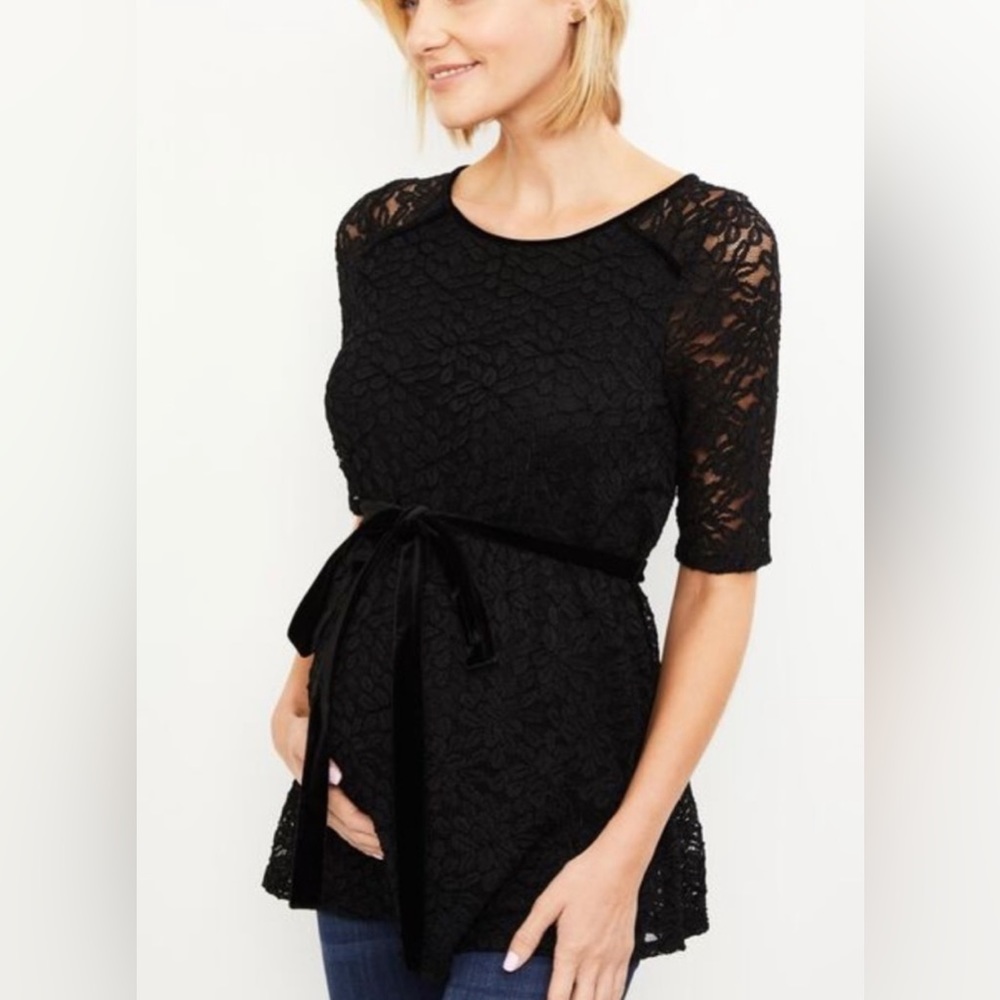Motherhood Maternity Black Lace Blouse